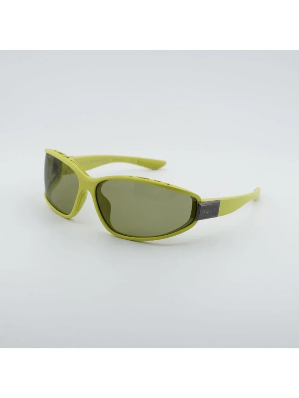Gucci GG2011S 002 Sunglasses Acid Green Geometric Frame, Green Lenses